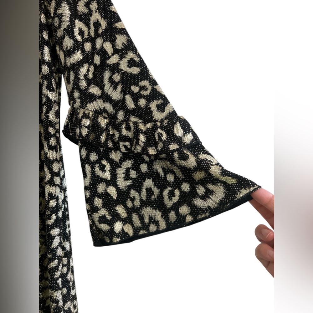 Signature by Robbie Bee Black And Gold Shimmery/Metallic Animal Print Dress XL - Picture 3 of 7
